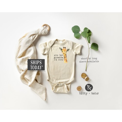 Giraffe Baby Bodysuit, Funny Baby Bodysuit, You Bet Giraffe I'm Cute Baby Bodysuit, Hipster Baby Bodysuit, Minimalist Baby Clothes, Safari
