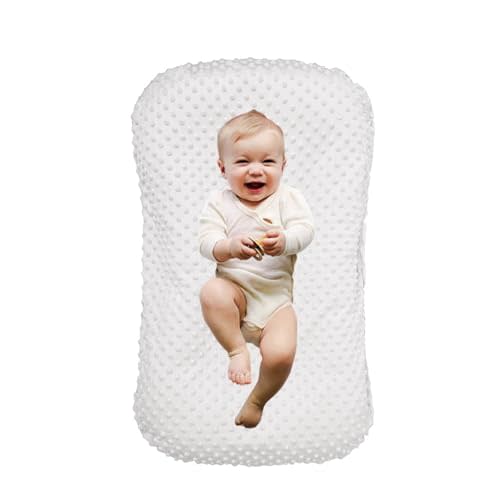 Loevin Baby Lounger for Newborn,Baby Nest for Newborn Soft Cotton Breathable for Playtime & Relaxation,Flat Babies Essentials Gifts Newborn Lounger for Boys & Girls 0-12 Months(White Bean)