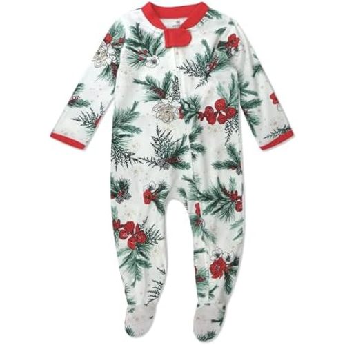 HonestBaby Baby 100% Organic Cotton Holiday Sleep & Play Footed One-Piece Pajama