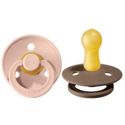 BIBS BPA-Free Natural Rubber Baby Pacifier | Made in Denmark (Dark Oak/Blush, 0-6 Months) 2-Pack