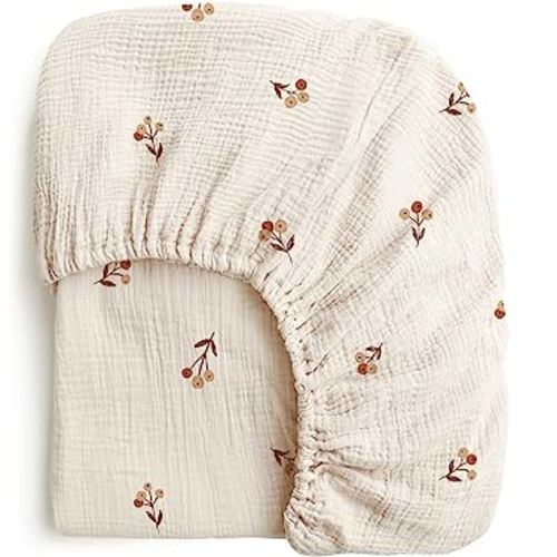 Konssy Muslin Fitted Crib Sheets 100% Cotton Baby Crib Sheets for Standard Crib Mattress (28 X 52 Inches), Soft and Breathable for Boys, Girls