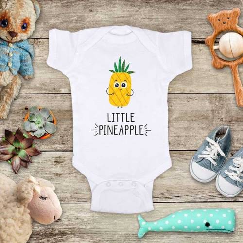 Little Pineapple or Little Egg cute food fruit baby bodysuit baby shower gift - Made in USA - toddler kids youth shirt