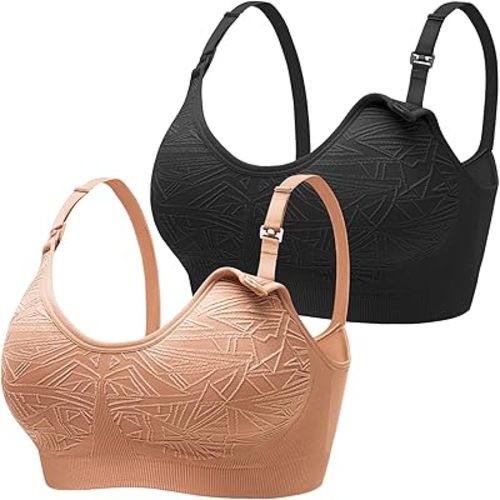 HOFISH Nursing Bras for Breastfeeding, Lift Support Maternity Bra for Pregnancy Geometric Breastfeeding Bra