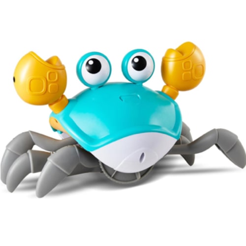 Crawling Crab Baby Toys Upgrade Version - 3 Speed & Music Control, Infant Tummy Time Interactive Walking Toddler Toy for 3 4 5 6 7 8 9 10 11 12 Year Old Boys or Girls (Blue)