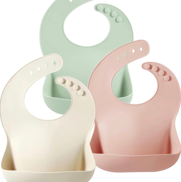 PandaEar Set of 3 Silicone Baby Bibs Waterproof, Soft, Unisex, 10-72 Months