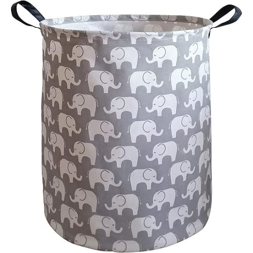 KUNRO Baby Laundry Basket Baby Hamper for Nursery Elephant Toy Storage Bin Organizer for Kids Clothes Room Decor