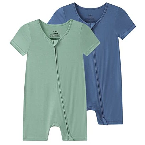 SUZEL Boys Baby Short Sleeve Romper Bamboo Viscose Infant Zipper Jumpsuits - 0-24 Months