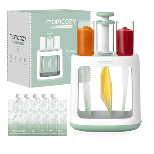 Momcozy Squeeze Station For Homemade Baby Food,Pouch Filling Station For Puree Food For Babies&Toddlers,No Food Splashing,Dishwasher Safe,BPA-Free,With Reusable Bags