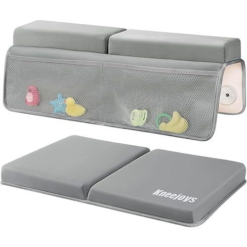 Bath Kneeler and Elbow Rest Pad Bath Kneeler Baby Bath Mat Kneeling Pad Bath Toy Organizer for Tub Kneeling Pad for Bathing Baby Memory Foam