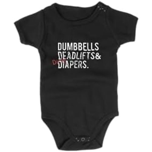 Dumbbells Deadlifts & Dirty Diapers Mini-Me Triple D Bodysuit - Unisex Bodysuit, Baby Boy or Baby Girl