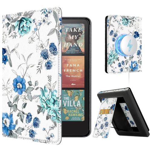 CoBak Stand Case for 7" Kindle Paperwhite 12th Gen 2024 and Kindle Colorsoft with Hand Strap - Compatible with iPhone MagSafe, for Samsung/Belkin/Anker Wireless Charging Pads, Durable, Auto Sleep Wake