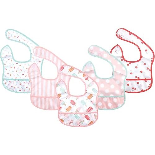 Hudson Baby Unisex Baby Waterproof Polyester Bibs, Ice Cream, Beginner