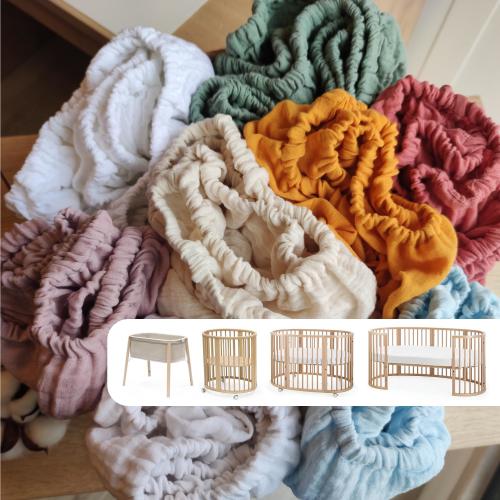 Muslin Sheets for Stokke Sleepi Cribs - Organic Muslin Cotton Fitted Sheets - Custom Size Sheets - Mini Crib Sheets - Full Crib Sheets