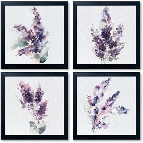 Purple Lavender Wall Art Purple Room Decor Wildflower Canvas Wall Art Flower Artwork Countryside for Girls Living Room Bedroom