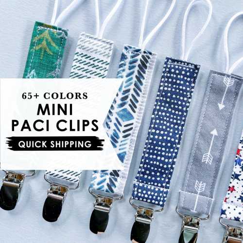 You Choose, Mini Pacifier Clip, Short Pacifier Clip, Toddler Pacifier Holder, Paci Clip for Crawling Babies, Boy or Girl, Made in the USA,