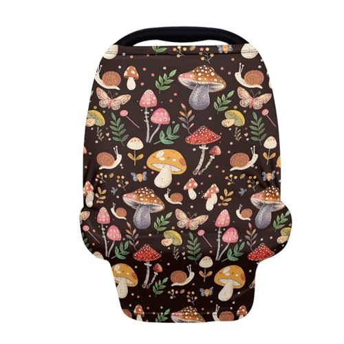 ZFRXIGN Mushroom Car Seat Covers Canopy for Babies Nursing Cover Scarf Shopping Cart Cover Light Blanket Stroller Cover Girls Gifts Snail Animal Baby Car Seat Cover