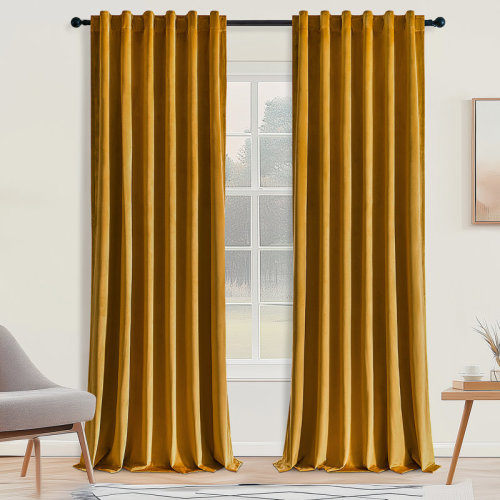 Eider & Ivory™ Quimby Velvet Solid Blackout Rod Pocket Back Curtain Panels & Reviews | Wayfair