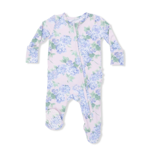 Hydrangeas - 2 Way Ruffle Back Zipper Footie