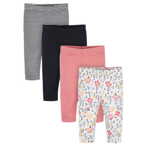 Gerber Baby Girl Pants, 4-Pack (Newborn-24 Months)