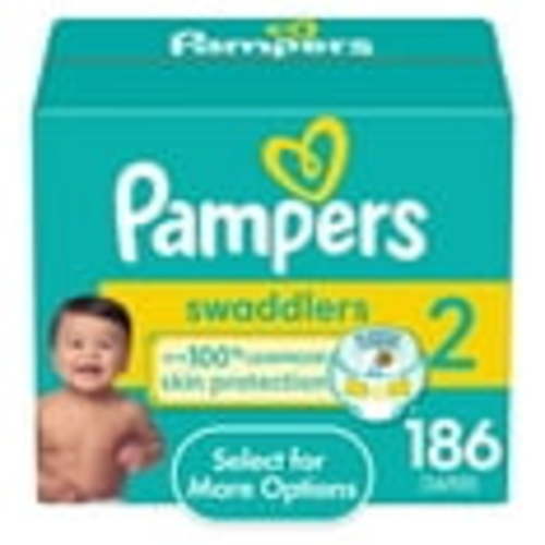 Pampers Swaddlers Size 2 Diapers, 186 Count, Leak-Guard Barriers, Hypoallergenic, Paraben & Latex-Free
