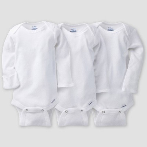 Gerber Baby 3pk Long Sleeve Bodysuit - White, Size: Newborn
