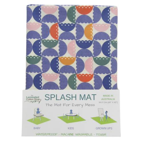 Highchair Mat Splat Mat waterproof laminated organic cotton butterfly flowers
