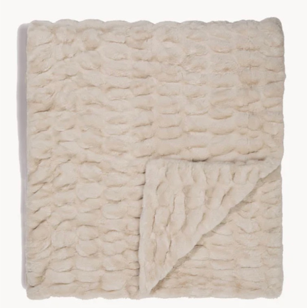 Antique Ivory Throw Blanket in Faux Fur | Lola Blankets
