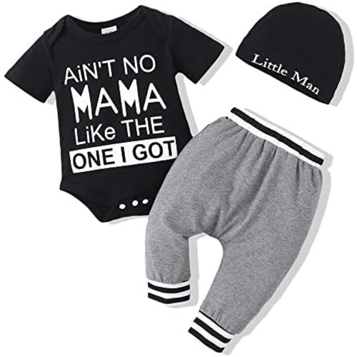 Renotemy Newborn Infant Baby Boy Clothes Outfits New to The Crew Outfits Long Pants Toddler Baby Boy Clothes Set
