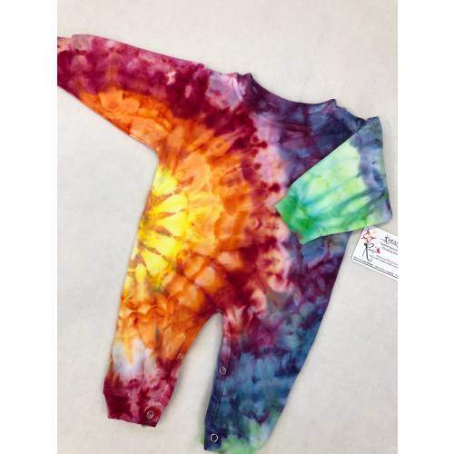 Rainbow Tie Dyed Baby Clothes, Ice Dyed Hand Dyed Romper, Baby Shower Gift, Boho Hippie Coming Home Outfit, Infant One piece, New Baby Gift
