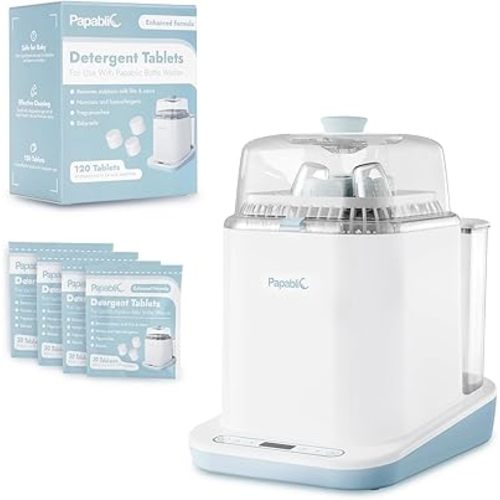 Papablic Bottle Washer and Sterilizer and Dryer, All-in-One Bottle Washer for Bottles, Pump Parts, & Baby Essentials - Upgraded Powerful Deep Clean Baby Bottle Washer with 120 Detergent Tablets
