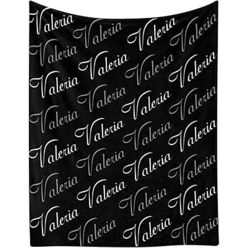 Personalized White Gray Name Text Black Baby Blanket with Name Text Custom Newborns Infants Swaddling Blankets for Boys &Girls Shower Birthday Gift 30 X 40 inches