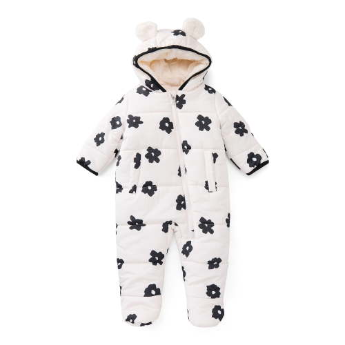 Jessica Simpson Baby Girls Floral Snowsuit with Teddy Bear Ears, Sizes 0M-12M