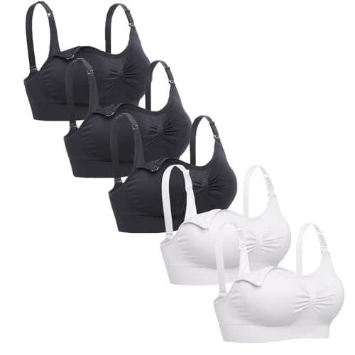Lataly Womens Sleeping Nursing Bra Wirefree Breastfeeding Maternity Bralette Pack of 5