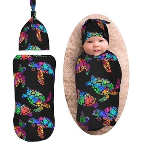 Sea Turtle with Ocean Baby Swaddle Blankets for 0-6 Months Girl Newborn Swaddles Sleep Sack Nursery Swaddle Wrap