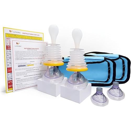 LifeVac Blue Travel Kit 2 Pack - Portable Suction Rescue Device, First Aid Kit for Kids and Adults, Portable Airway Suction Device for Children and Adults