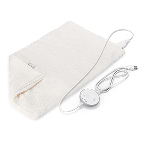 Pure Enrichment PureRadiance Luxury Heating Pad for Cramps, Back, Neck, & Shoulder Pain Relief, Patented Design, Soft Faux Fur & Micromink, 6 Heat Settings, Machine Washable, 12”x24”(Cloud)