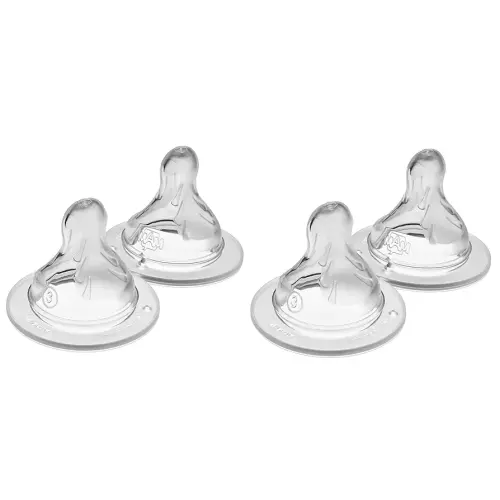 MAM Bottle Nipples Fast Flow Nipple Level 3, for 4+ Months, SkinSoft Silicone Nipples for Baby Bottles, Fits All MAM Bottles, 4 Pack