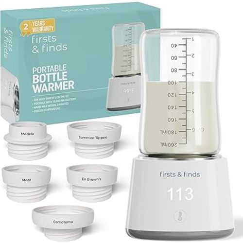 Portable Bottle Warmer, Travel Bottle Warmer, 3 Mins Warm Milk, Leak Proof, Cordless, USB Chargeable, Upgraded Long Lasting Battery, Compatible with Most Bottles