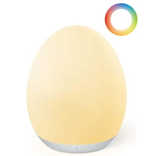 Night Light, Egg Light for Nursery with 7 RGB Colors Changeable & Stepless Dimming, Rechargeable Tap Light with 1h Timer & Touch Control, Portable Night Light for Babies BPA Free