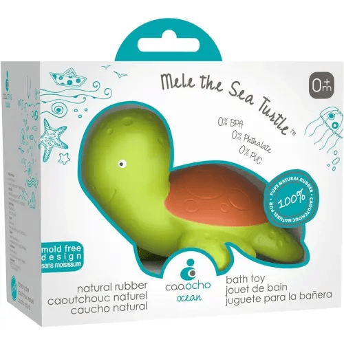caaocho Pure Natural Rubber Bath Toy - Mele The Sea Turtle Baby Toy - Hole Free Bath Toys, BPA Free Bath Toys for Infants, Without Holes Sealed Natural Rubber Baby Toy