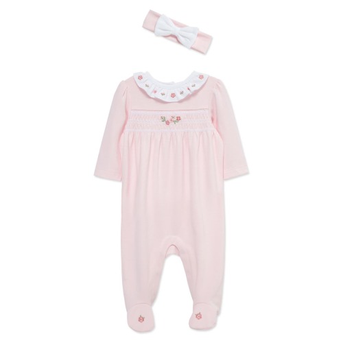 Rose Ruffle Cotton Footie & Headband Set