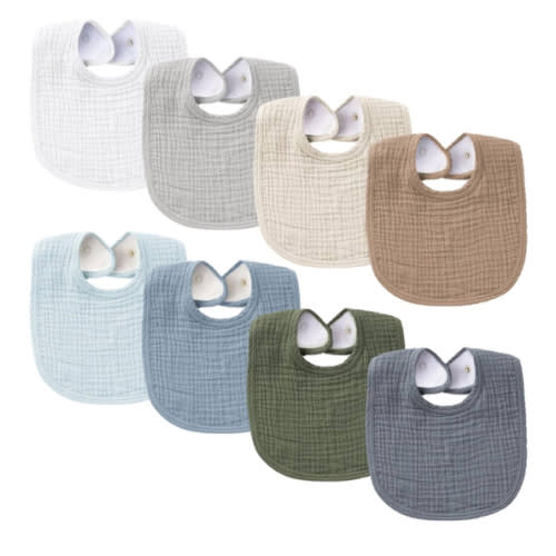 Konssy Muslin Baby Bibs 8 Pack Baby Bandana Drool Bibs Cotton for Unisex Boys and Girls, Soft Absorbent Set for Teething and Drooling