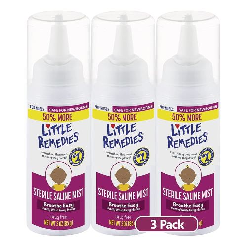 Little Remedies Sterile Saline Nasal Spray for Baby and Newborn, 3 Oz, 3 Pack
