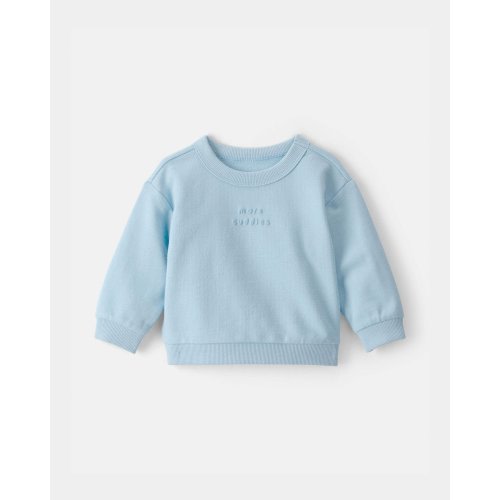 Baby 'More Cuddles' French Terry Pullover Sweatshirt - Blue | Carter's