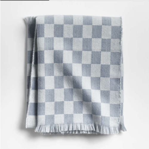 Cloudy Blue Checkmate Baby Stroller Blanket by Leanne Ford