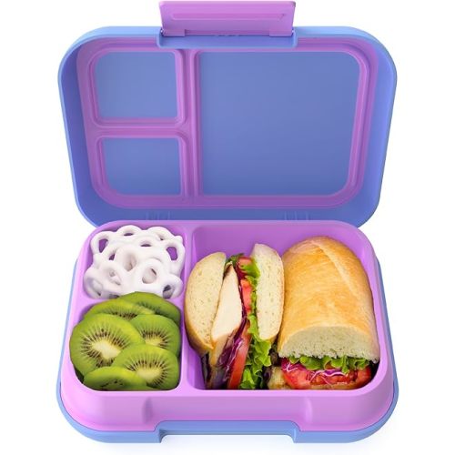 Bentgo Pop - Leak-Proof Lunch Box & Removable Divider for Ages 8+ & Teens - Lunch Container Holds 5 Cups of Food; 3-4 Compartments; Microwave/Dishwasher Safe; 2 Year Warranty (Periwinkle/Pink)