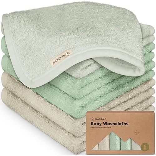 6-Pack Baby Washcloths - Soft Viscose from Bamboo Washcloth, Baby Wash Cloths for Newborn, Kids, Bath Baby Towels, Face Towel, Face Cloths for Washing Face (Hills)