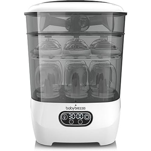 Baby Brezza Bottle Sterilizer and Dryer Advanced – 33% Faster - Largest Capacity Steam Sanitizer - Universal Sterilization Machine for All Bottles + Pump Parts - HEPA Air Filter