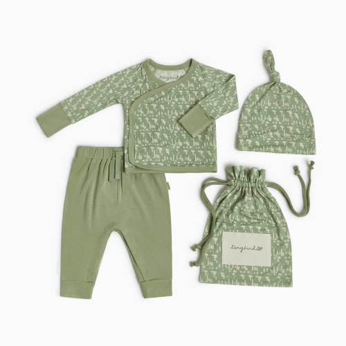 Tiny Kind Bamboo Viscose 3-Piece Newborn Take Me Home Set - Green, Nb