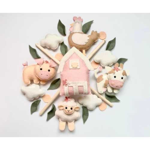 girl farm  mobile   farm nursery mobile   baby mobile   farm mobile nursery   crib mobile farm animal mobile